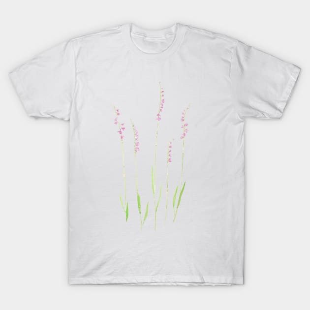 little purple wildflowers  watercolor painting T-Shirt by colorandcolor